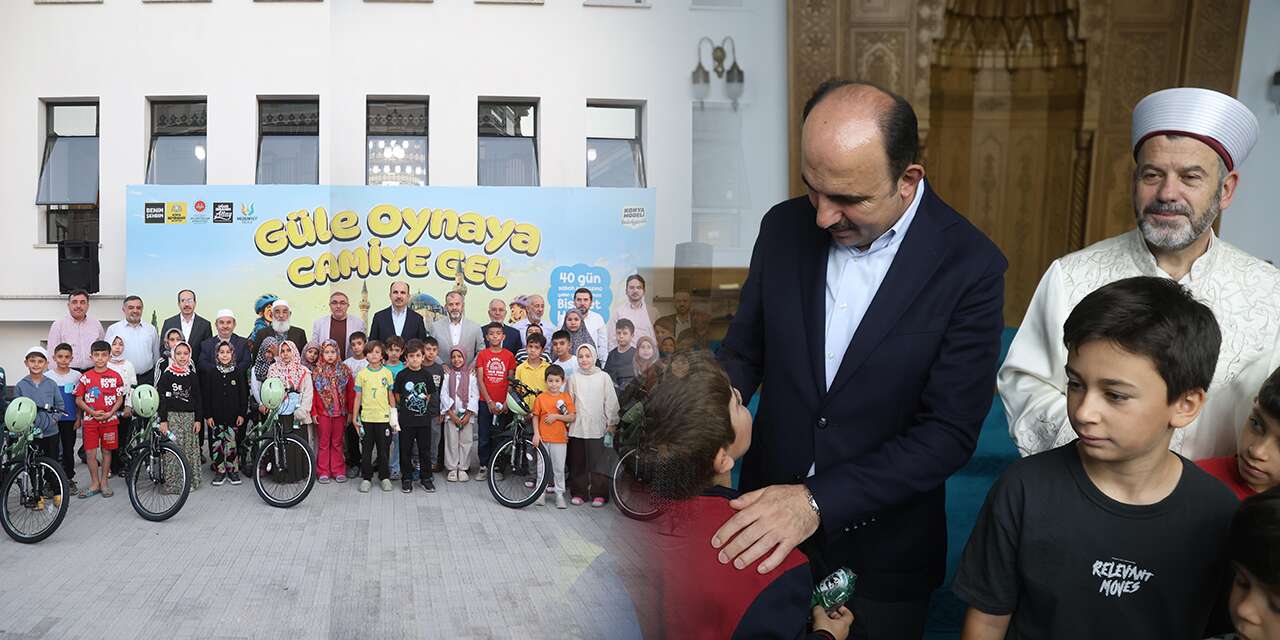 Konya’da çocuklar bisiklet için camiye koştu! Başkan Altay da coşkuya ortak oldu
