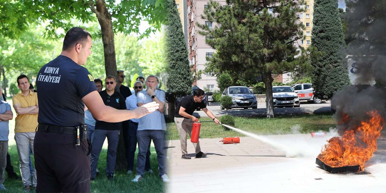 Konya'da yangın hazırlığı! Belediye personelleri uygulamalı öğrendi