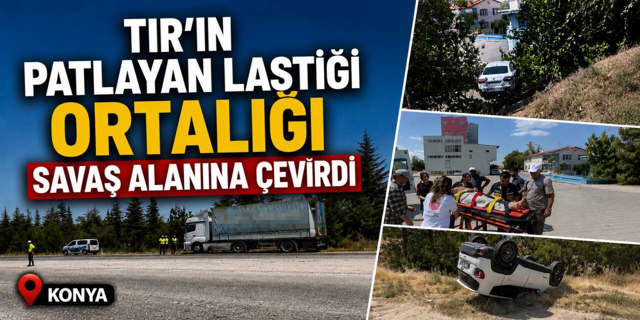 Konya’da TIR’ın lastiği patladı, biri fabrikaya uçtu! 8 yaralı var