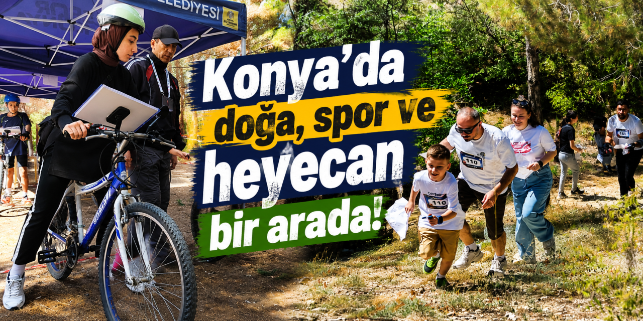 Konya’da bisiklet tutkunları doğada yarıştı! Aileler de parkura çıktı