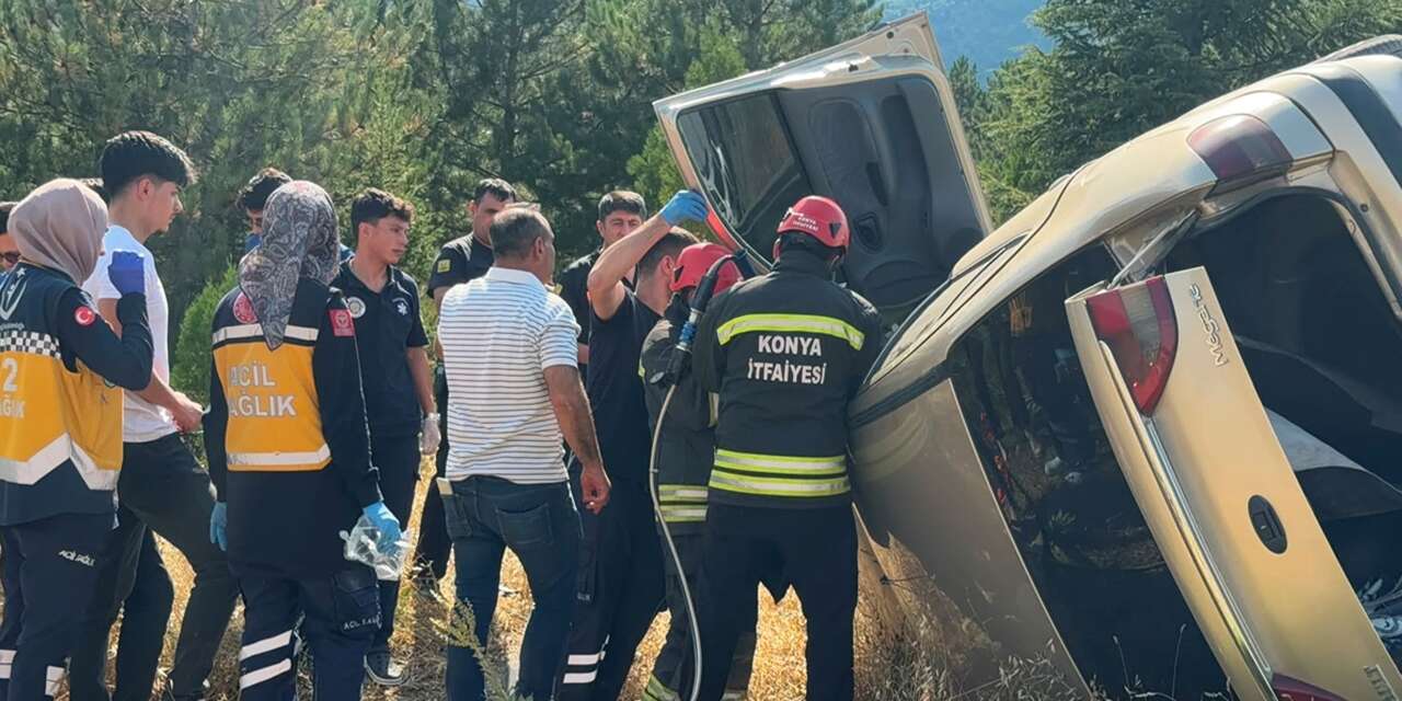Konya’da otomobil takla attı! Kadın sürücü yaralandı