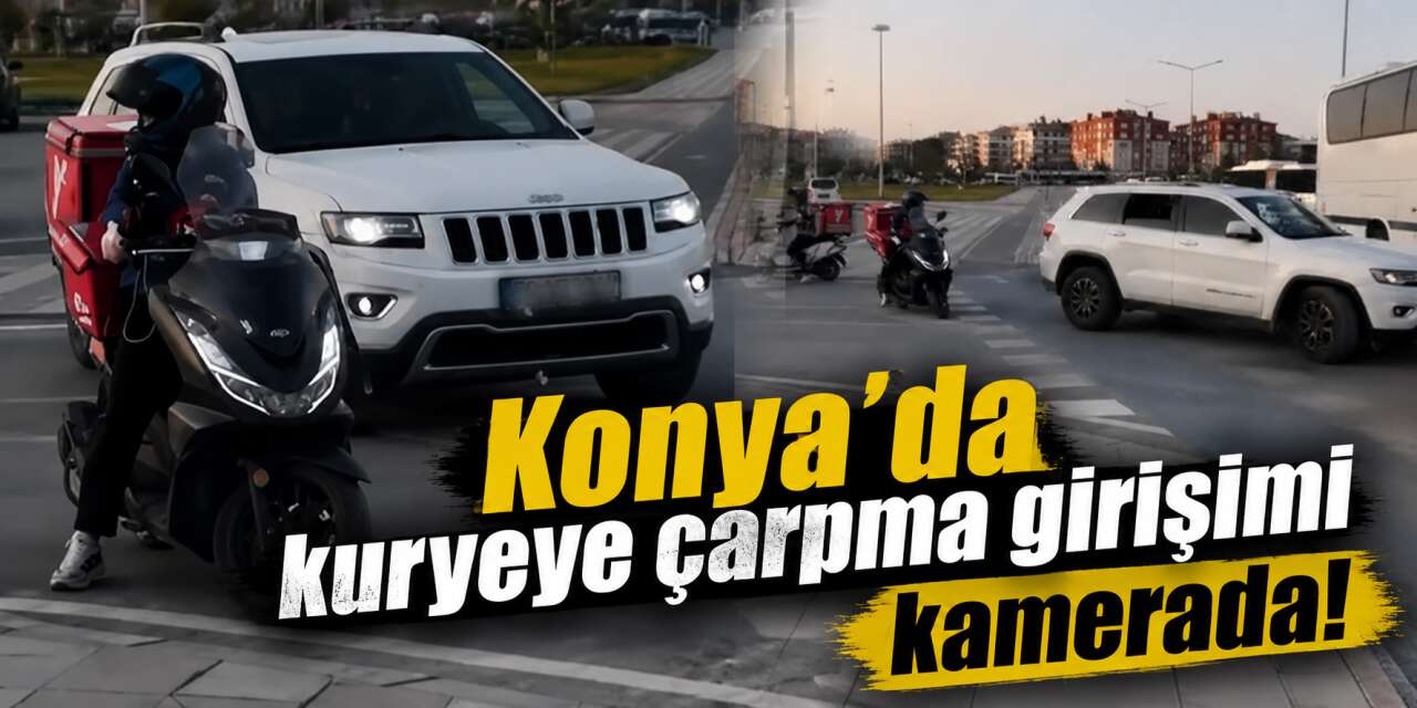 Konya'da trafikte gergin anlar! Otomobili motosikletin üzerine sürdü
