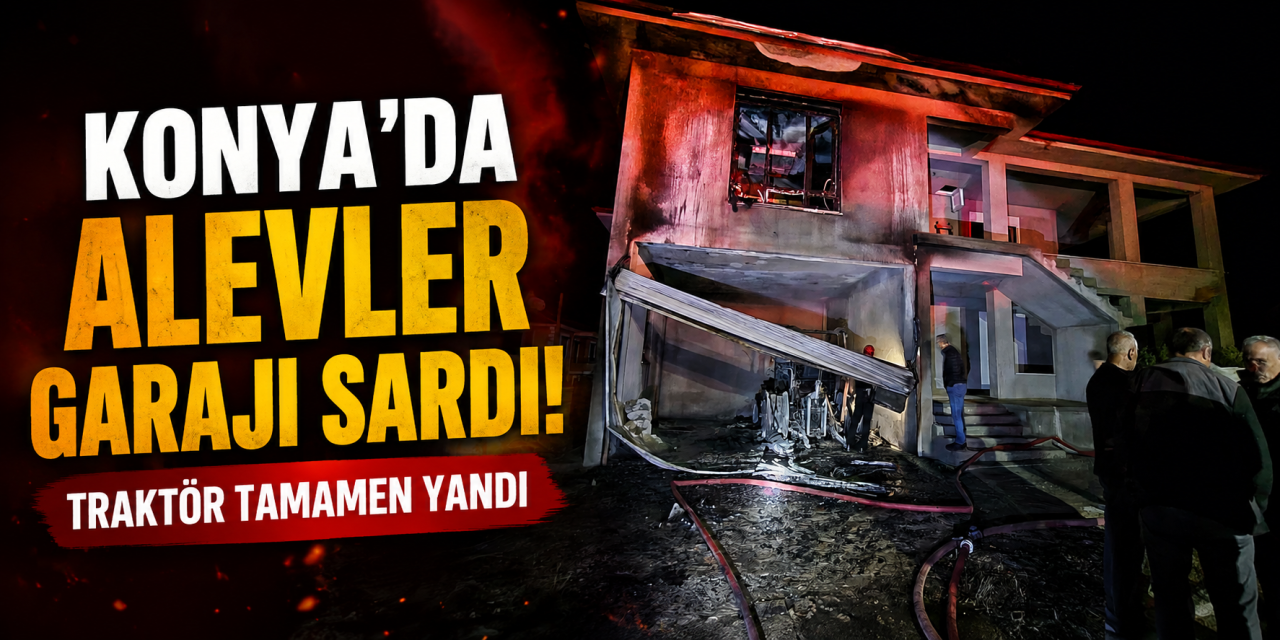 Konya’da inşaat halindeki evde yangın! Traktör küle döndü