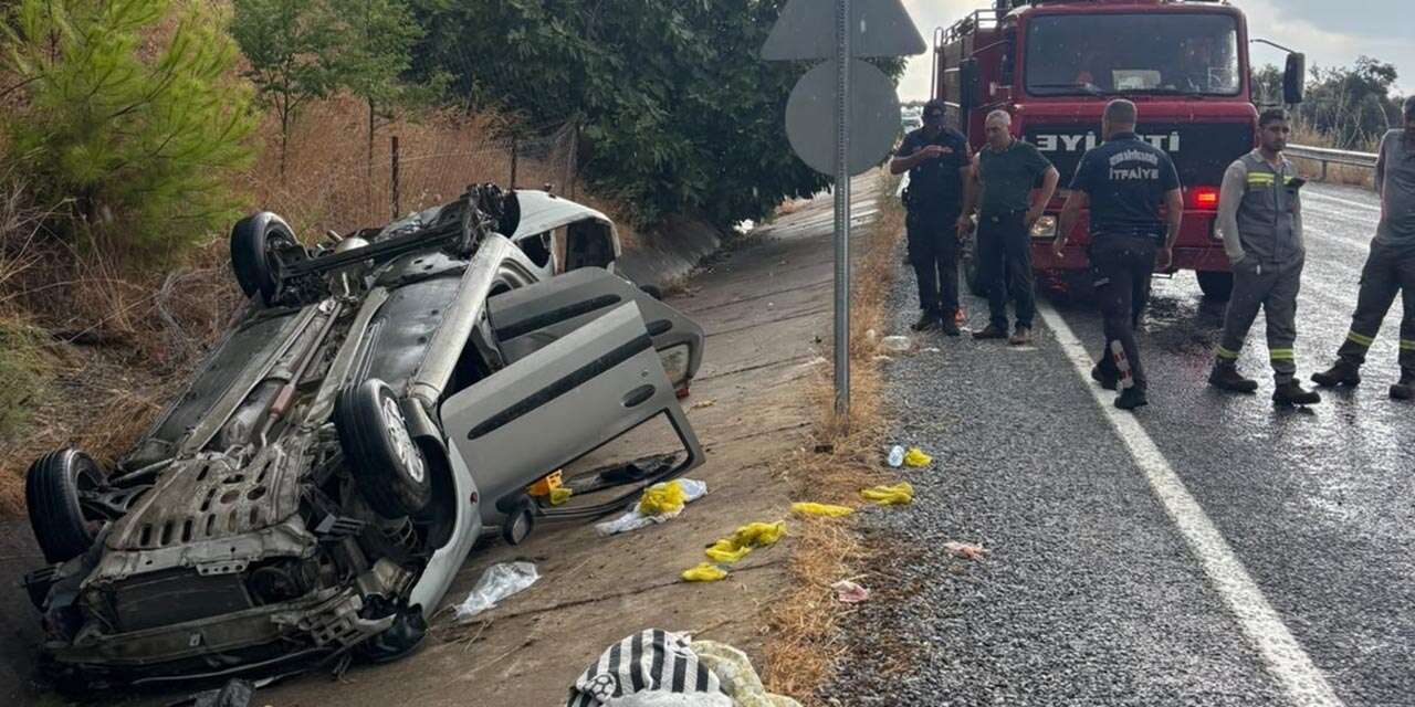 Kanala çarpan otomobil takla attı! 1 ölü, 4 yaralı var
