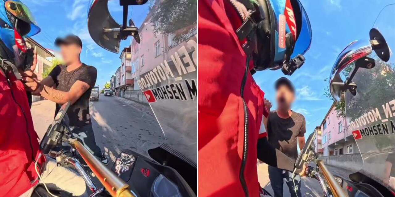 “Seni gebertirim” deyip motokuryeye saldırdı! O anlar kamerada
