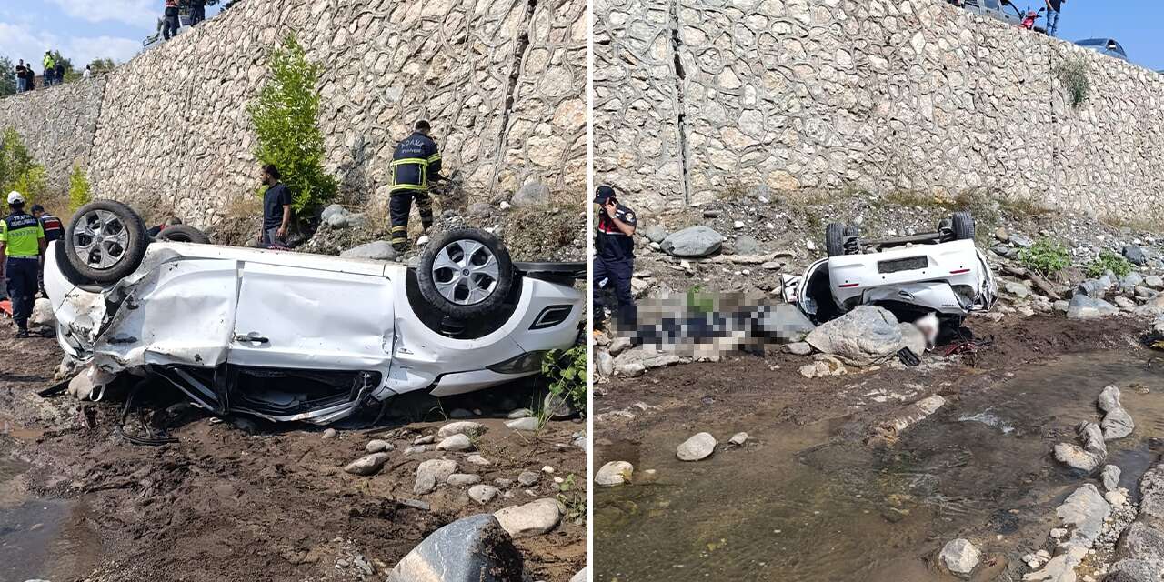 Otomobil dere yatağına uçtu! 2 kadın öldü