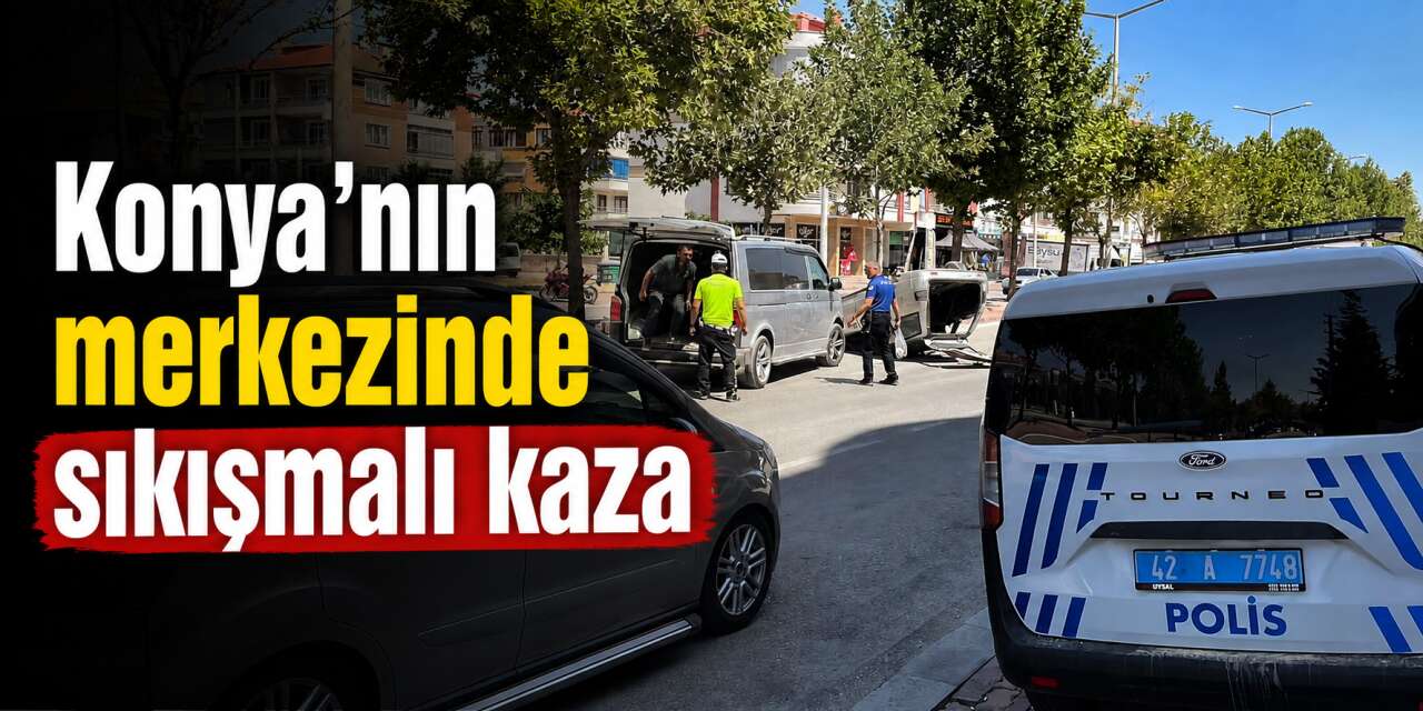 Konya’da otomobil kaldırıma çarpıp takla attı! İtfaiye yardıma koştu