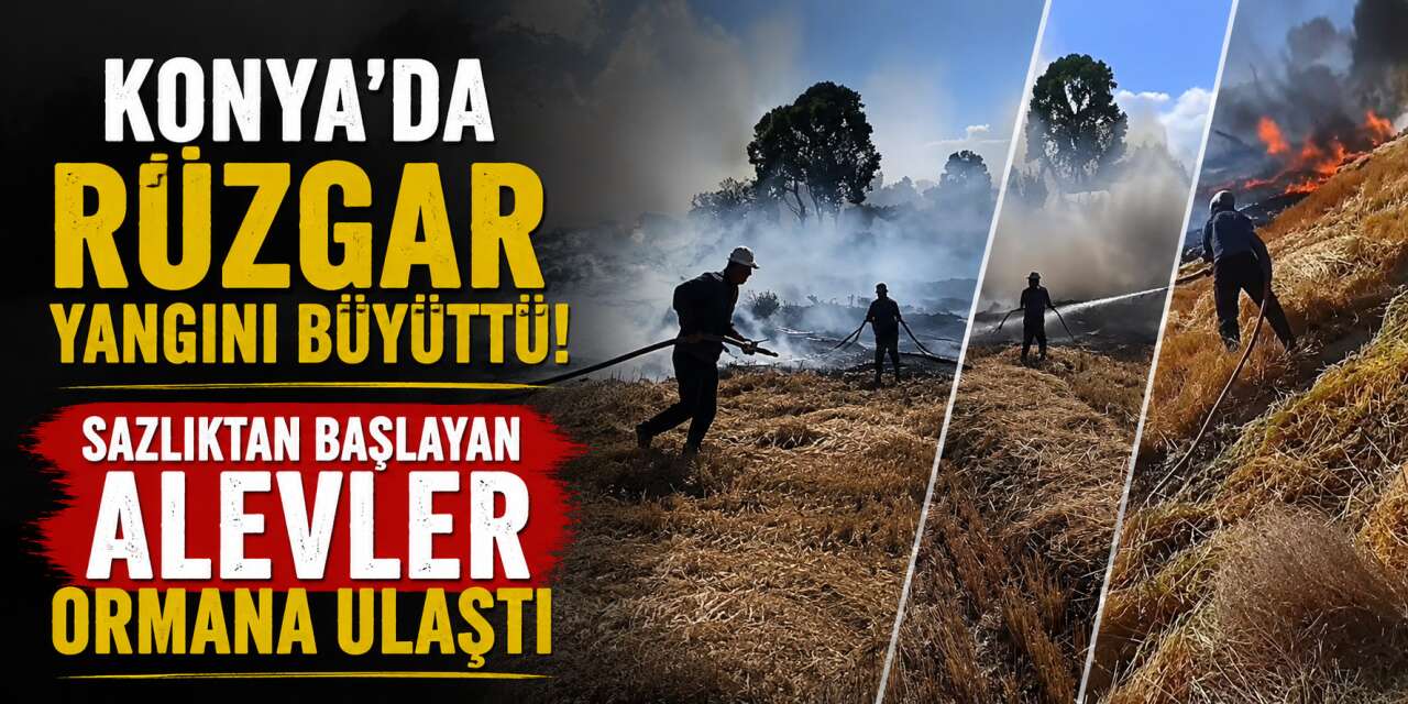 Konya’da 5 saatlik mücadele! Alevler ormana sıçrayıp bahçelere dayandı