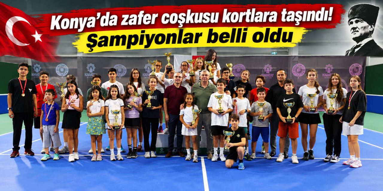 Konya’da 30 Ağustos Zafer Bayramı Tenis Turnuvası’nın şampiyonları belli oldu
