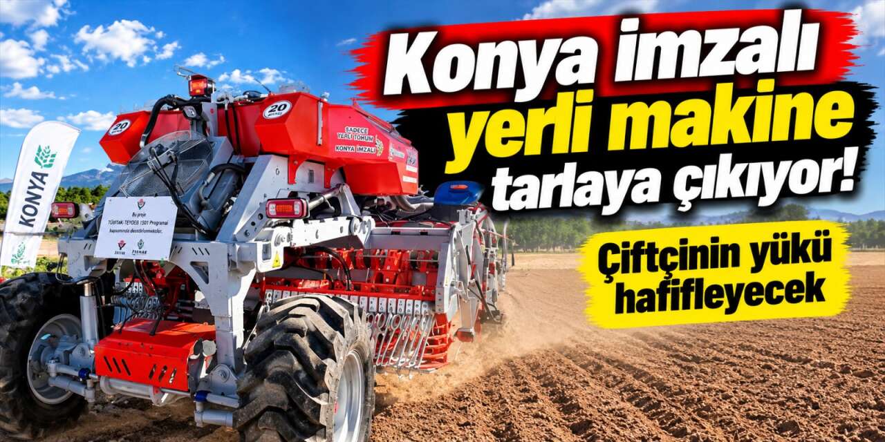 6 sıra pancarı tek seferde hasat ediyor! Yerli makine Konya imzası taşıyor