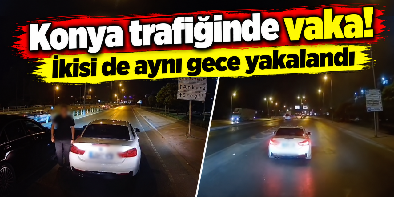 Konya trafiğinde bu kez iki araç sürücüsü dehşet saçtı! Glock çıktı