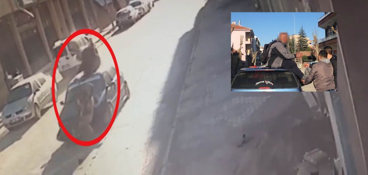 Konya’daki o kaza anı kamerada! Çarptığı otomobilin tavanına düşmüştü