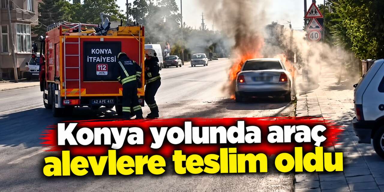 Konya’da seyir halindeki araç alev aldı