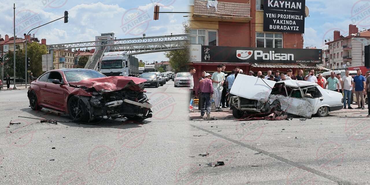 Konya’da iki otomobil birbirine girdi! 3’ü ağır 4 kişi yaralandı
