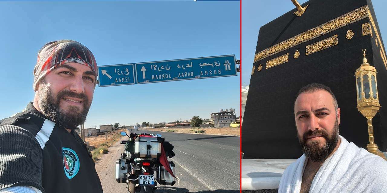Umre için motosikletiyle yola çıktı, Konya’dan geçip kutsal topraklara ulaştı