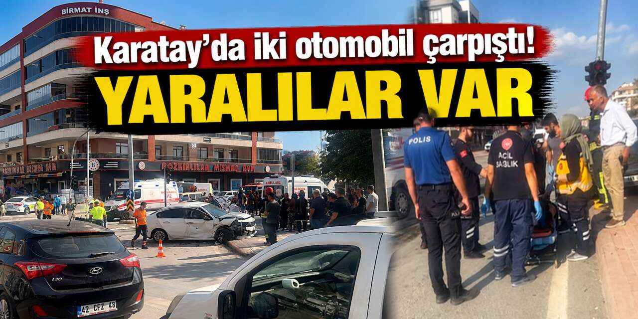 Konya’da ışıklı kavşakta iki otomobil çarpıştı! 5 yaralı