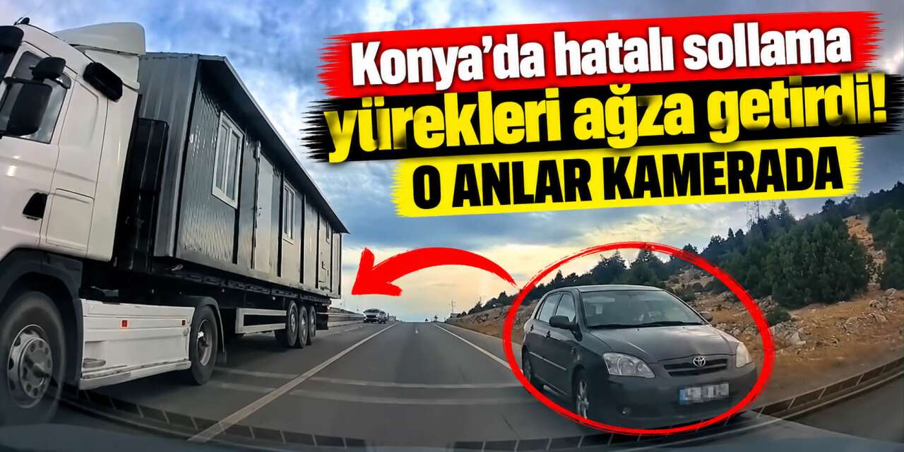 Konya’da ölümüne sollama! Karşıdan araç gelince böyle kaçtı