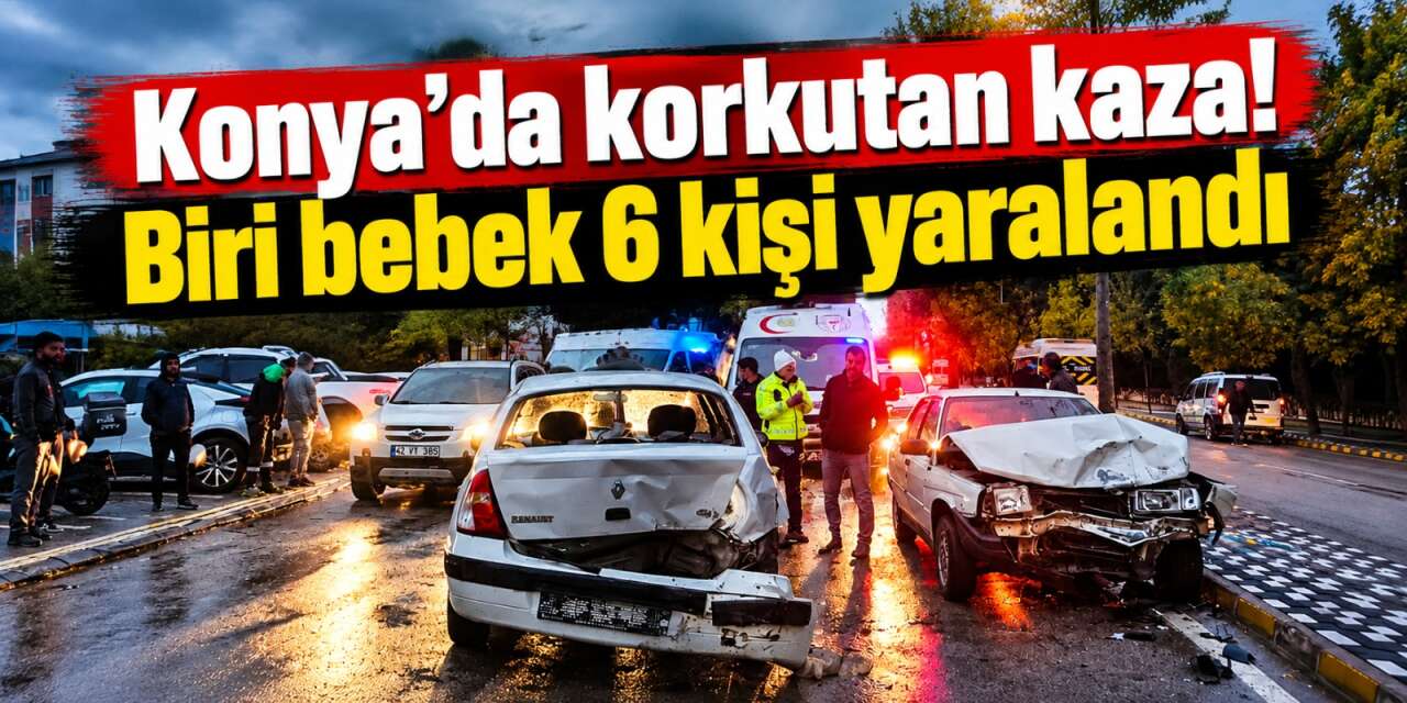 Konya’da iki otomobil çarpıştı! Yaralılar arasında bebek de var