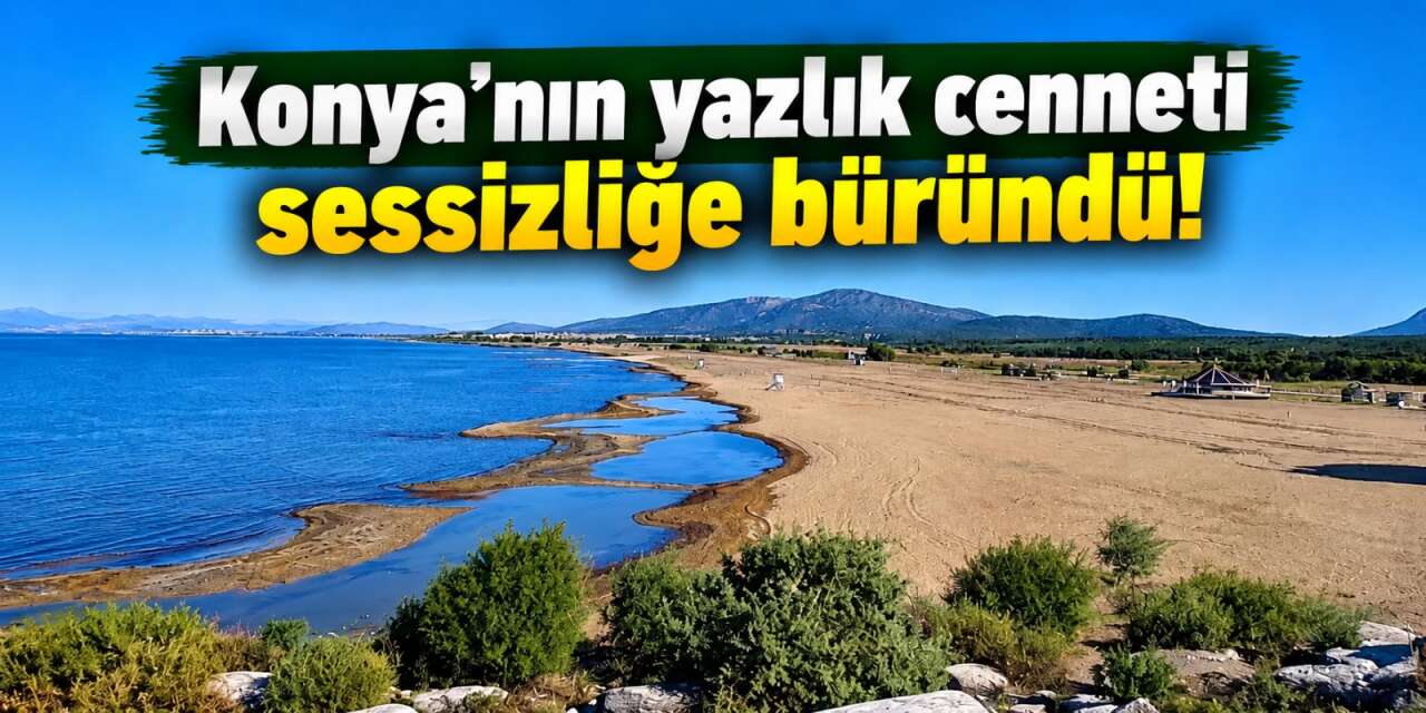 Konya’nın denizinde yaz bitti, çekilen sular dikkat çekti