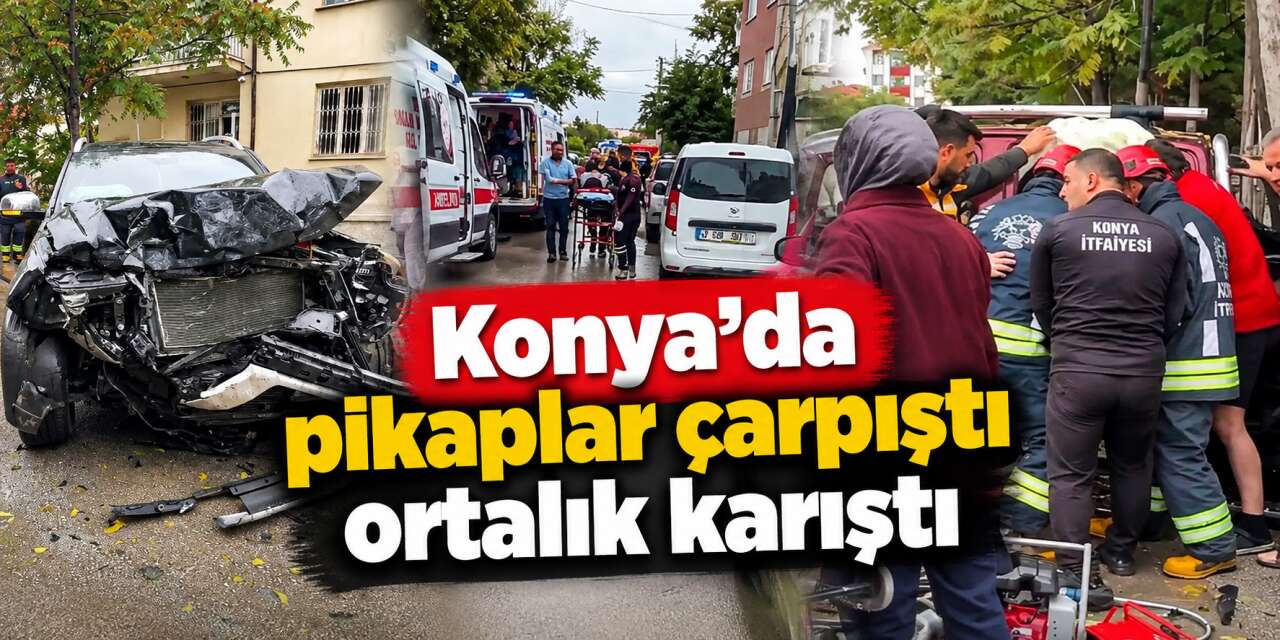Konya’da iki pikap çarpıştı! Ekipler 3 kişi çıkarttı
