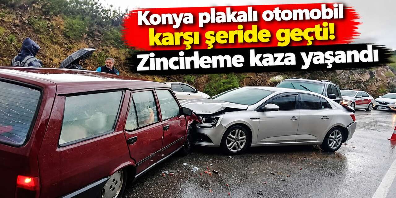 Konya yolunda zincirleme kaza! 3 araç birbirine girdi, yaralılar var