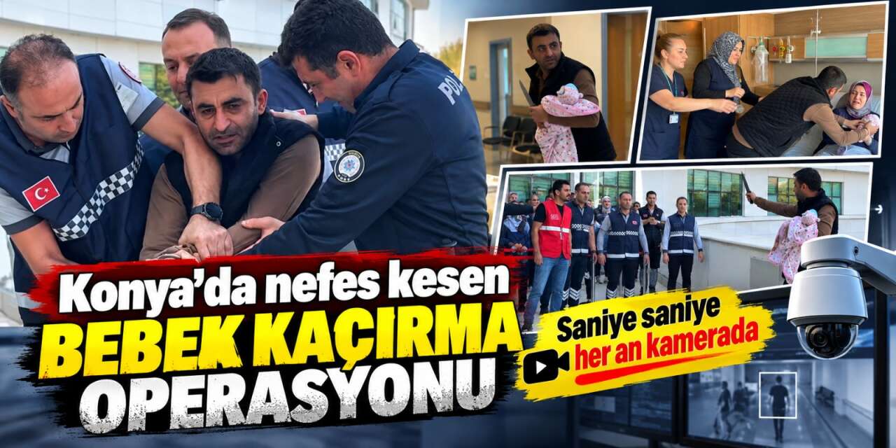 Konya’daki hastanede bebek kaçırma alarmı! Sözde baba elinde bıçakla direndi