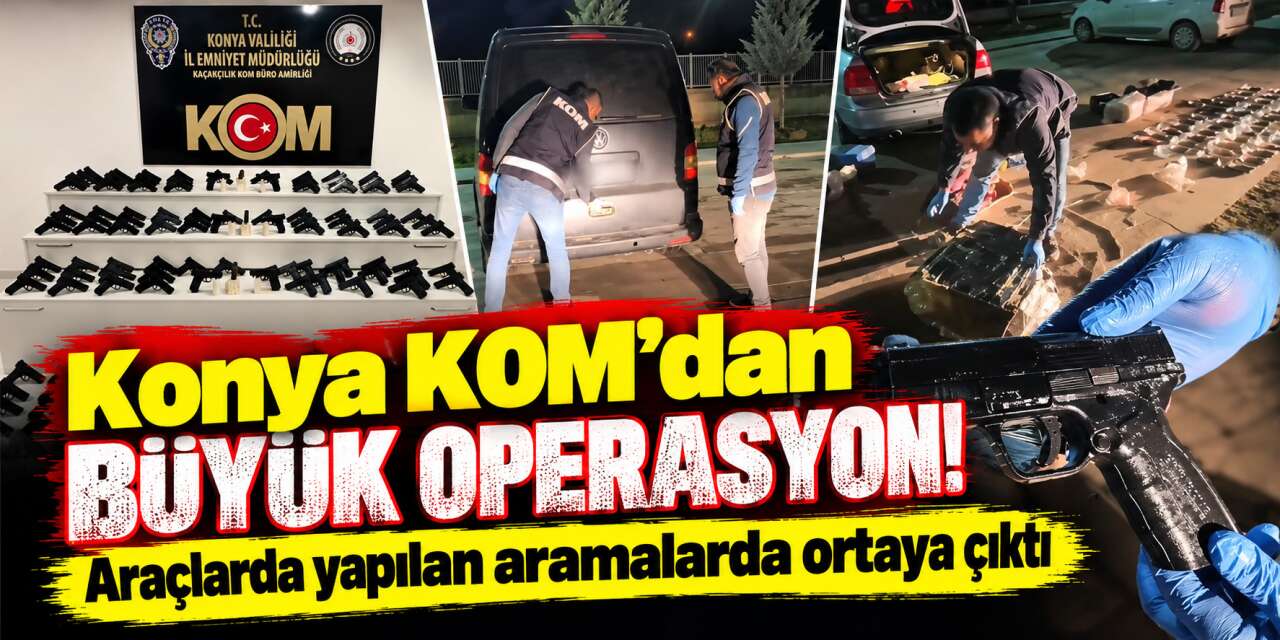 Konya’da arabalardan cephanelik çıktı! 163 tabanca ve 2 bin 963 parça ele geçirildi