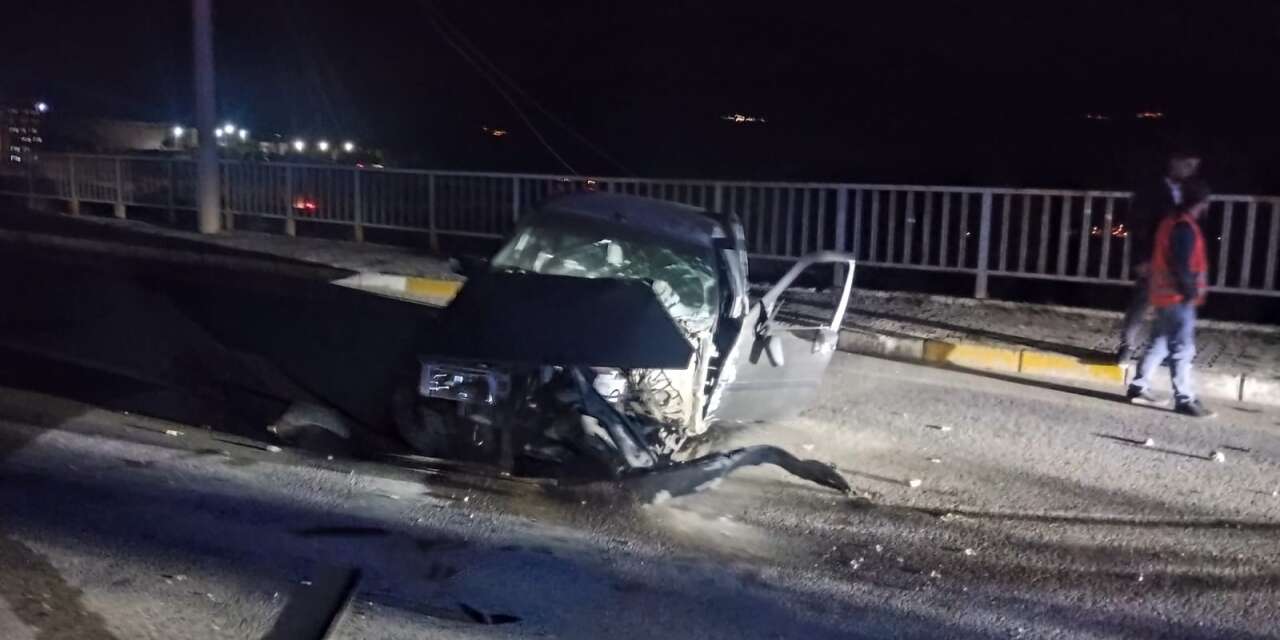 Direğe çarpan otomobilin sürücüsü hastanelik oldu