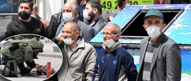 Konya'da şüpheli çanta alarmı! Polisi izlerken sosyal mesafeyi unuttular