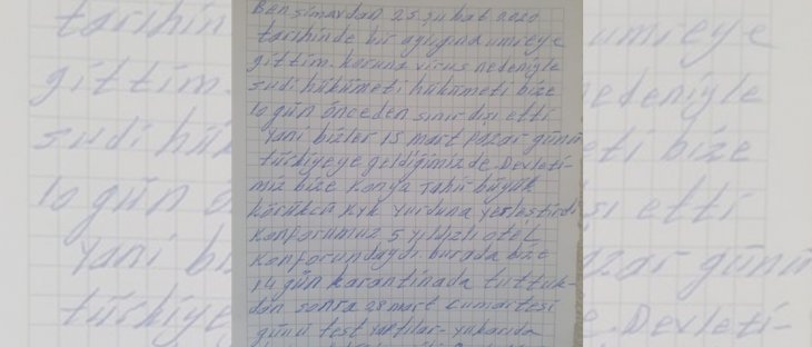 Konya'da Kovid-19'u yenen hastadan mektup