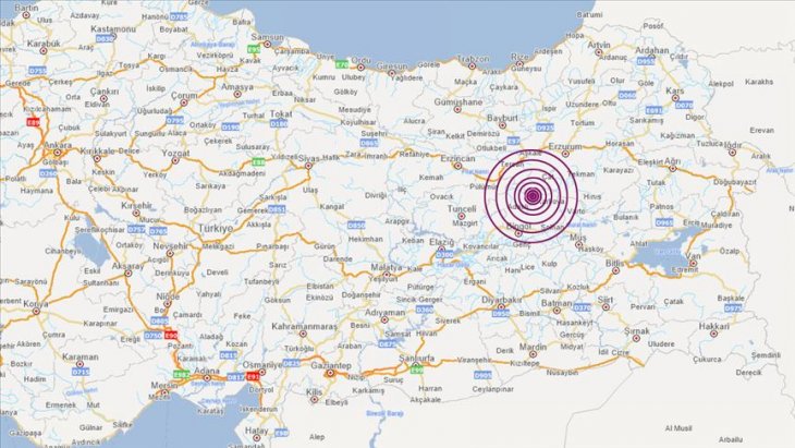 Bingöl'de 5,7 büyüklüğünde deprem meydana geldi