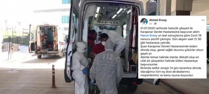 Konya’da bir kişi koronavirüse yakalanan ağabeyi ile temas edenleri sosyal medyadan uyardı