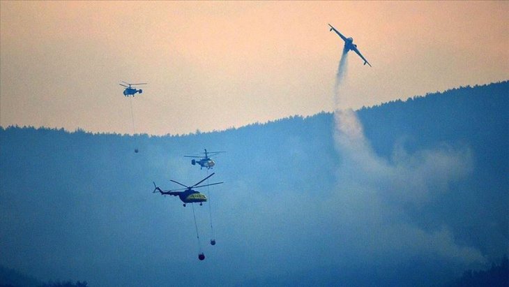 Gelibolu Yarımadası'ndaki orman yangınına havadan müdahale yeniden başladı