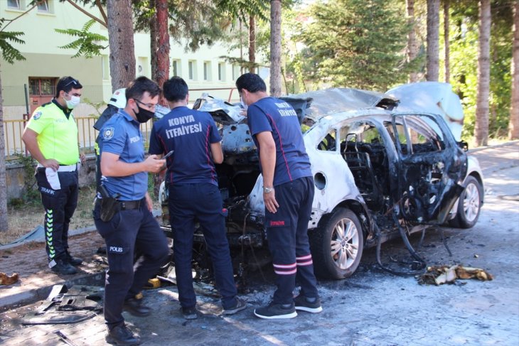 Konya'da otomobilde patlama! Sürücü çalıştırdığı anda alevler içinde kaldı