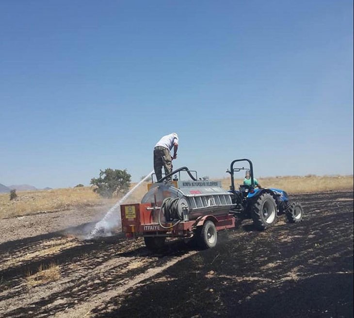 Beyşehir’de hasat sonrası yangın