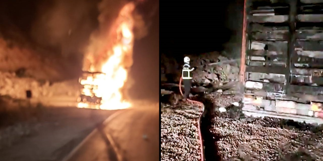 TIR yandı, 500 tavuk telef oldu