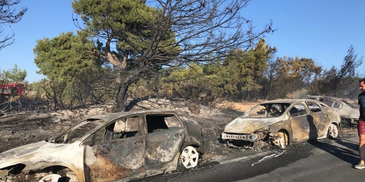 Otluk alanda çıkan yangında 50 araç kül oldu
