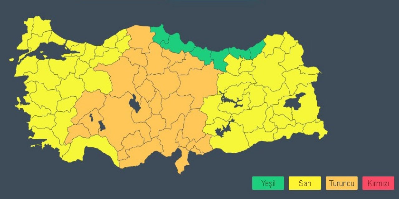 Konya'nın da aralarında bulunduğu illere 'turuncu' kodla uyarı