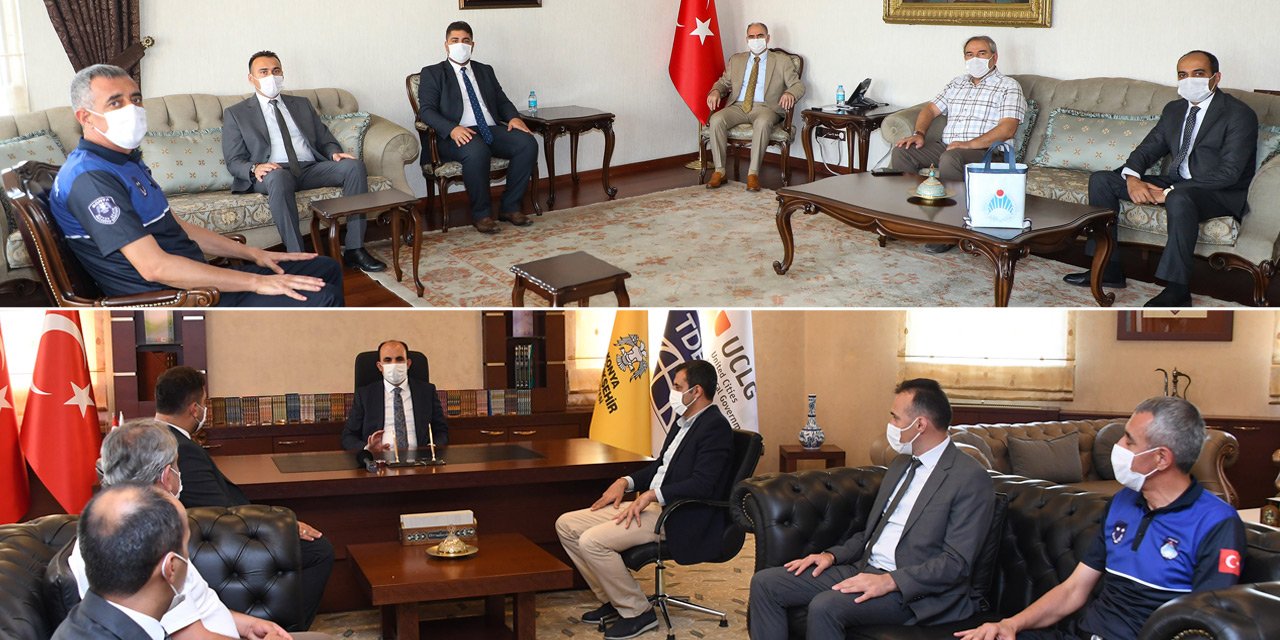 Zabıta yöneticileri Vali Özkan ve Başkan Altay’ı ziyaret etti