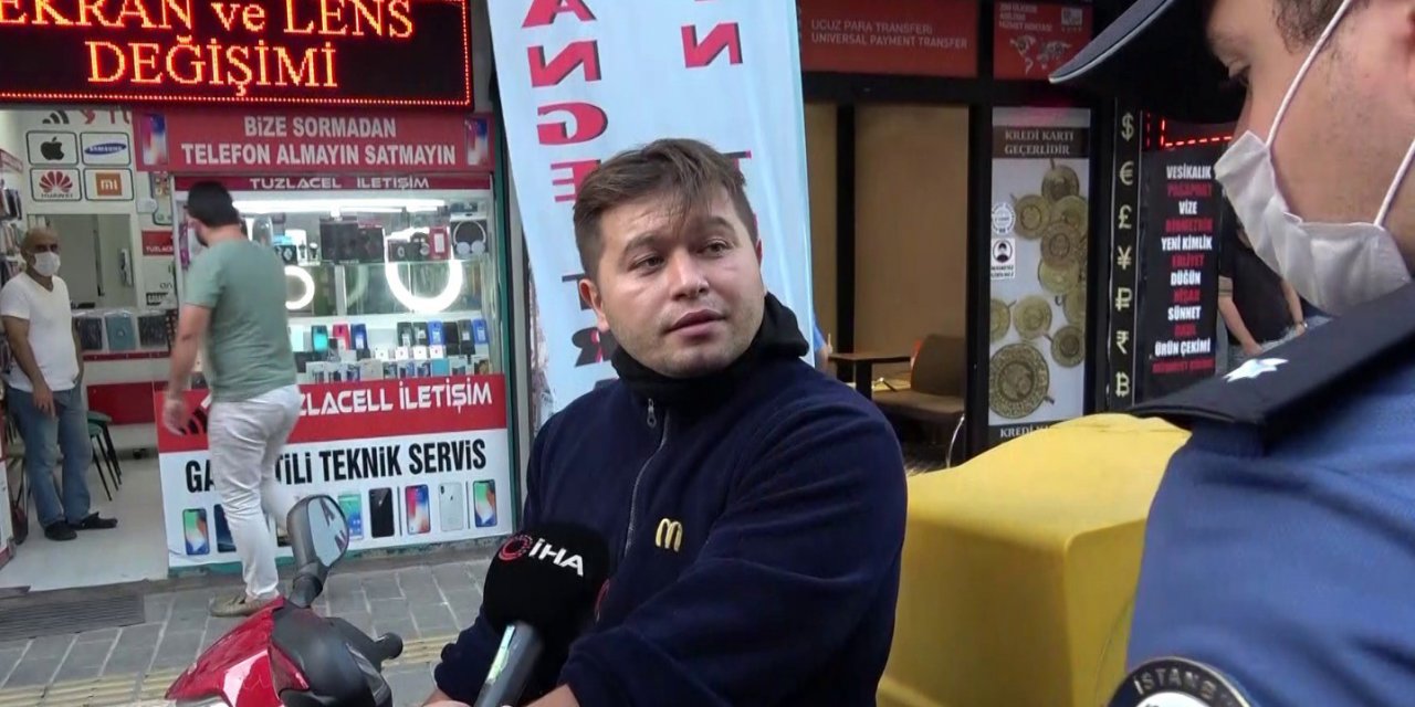 Maskesiz kurye polisi böyle tehdit etti I VİDEO