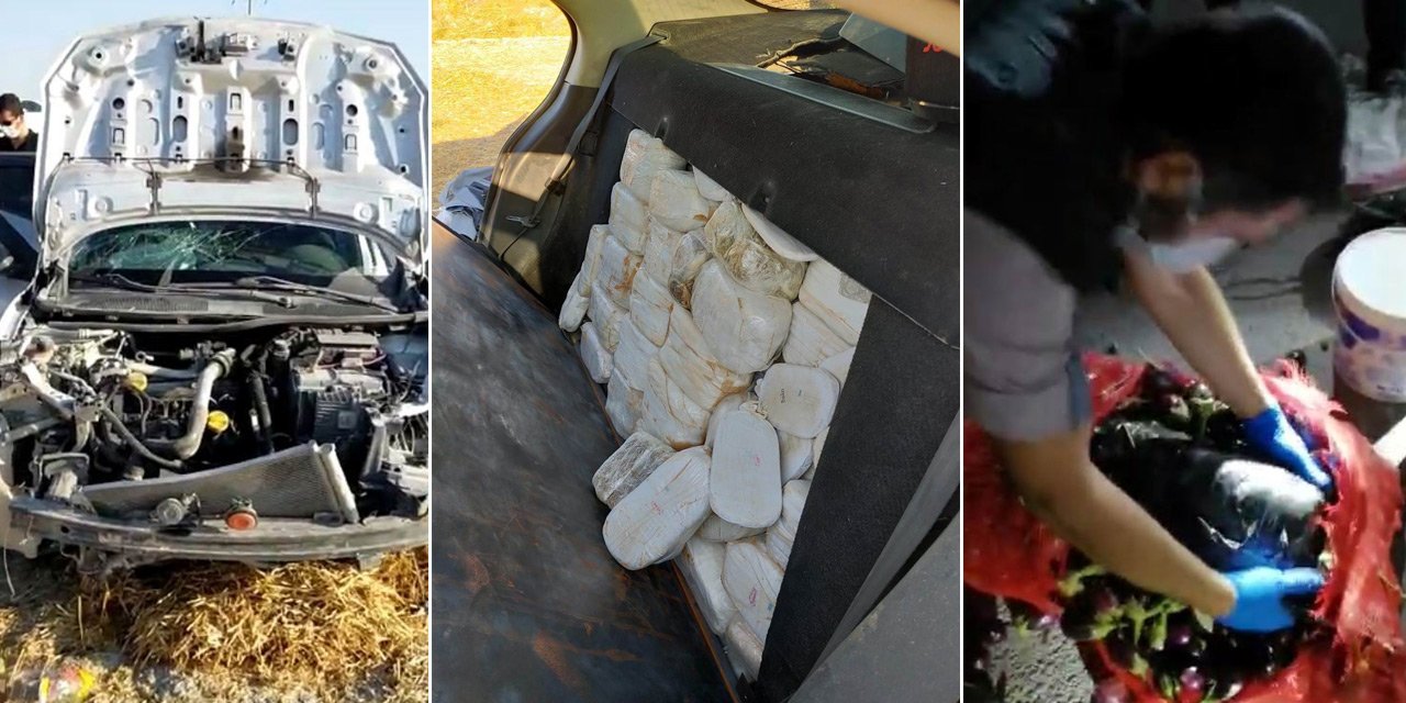Konya'da polisten kaçan şüpheliler kaza yaptı! Araçtan kilolarca esrar çıktı