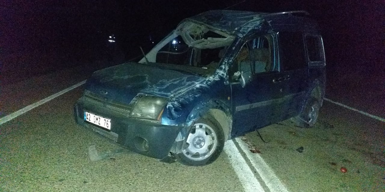Konya'da devrilen aracın sürücüsü öldü