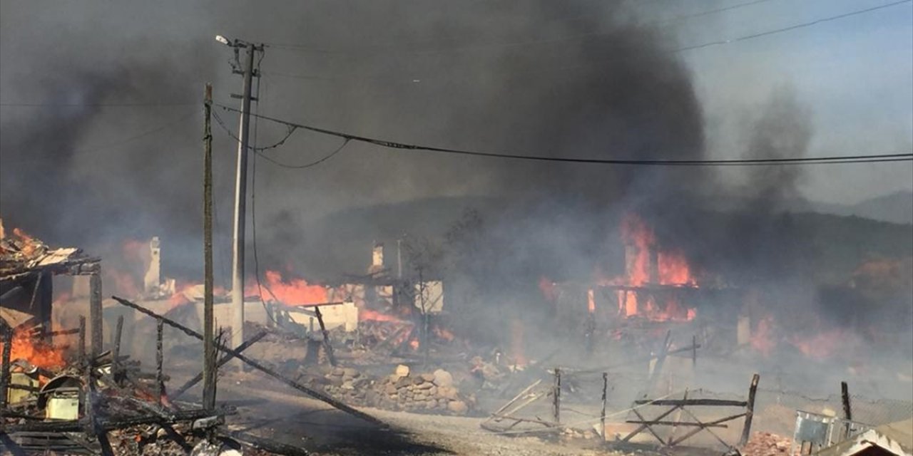 Köyü teslim alan yangında 12 ev tamamen yandı