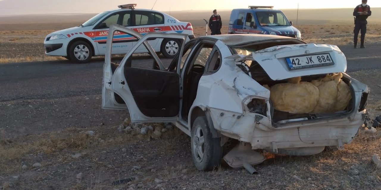 Konya'da takla atan otomobilin sürücüsü yaralandı