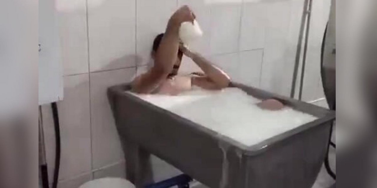 Konya’da iğrenç görüntülerin kaydedildiği iş yeri kapatıldı! “Banyo yapılan sıvı süt değil” iddiası