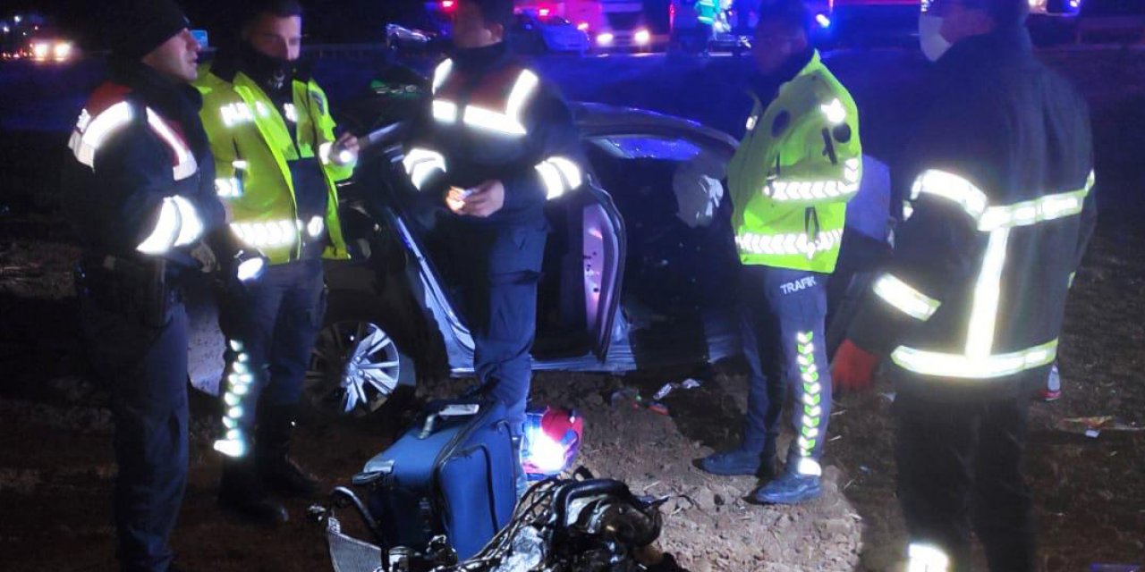 Yoldan çıkan otomobilin motoru yerinden fırladı: 1 ölü, 1 yaralı