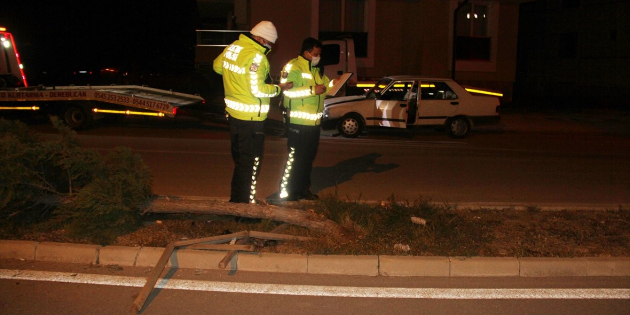 Konya'da otomobil refüjdeki ağaca çarptı: 1 yaralı