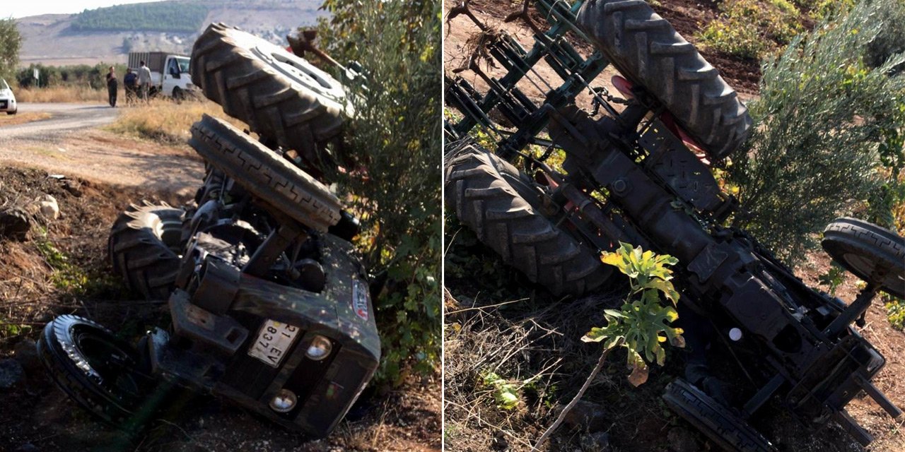 Devrilen traktörün altında kalan sürücü feci şekilde can verdi