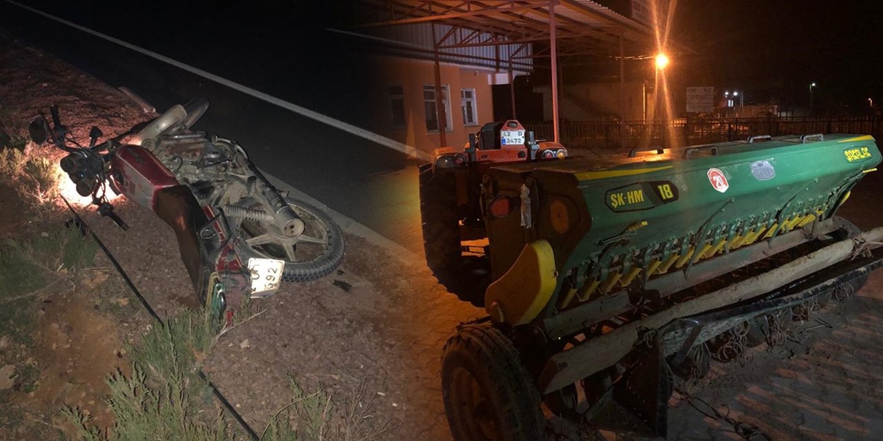 Konya'da feci kaza! İki motosiklet traktöre bağlı tarım aletine çarptı: 1 ölü, 1 yaralı