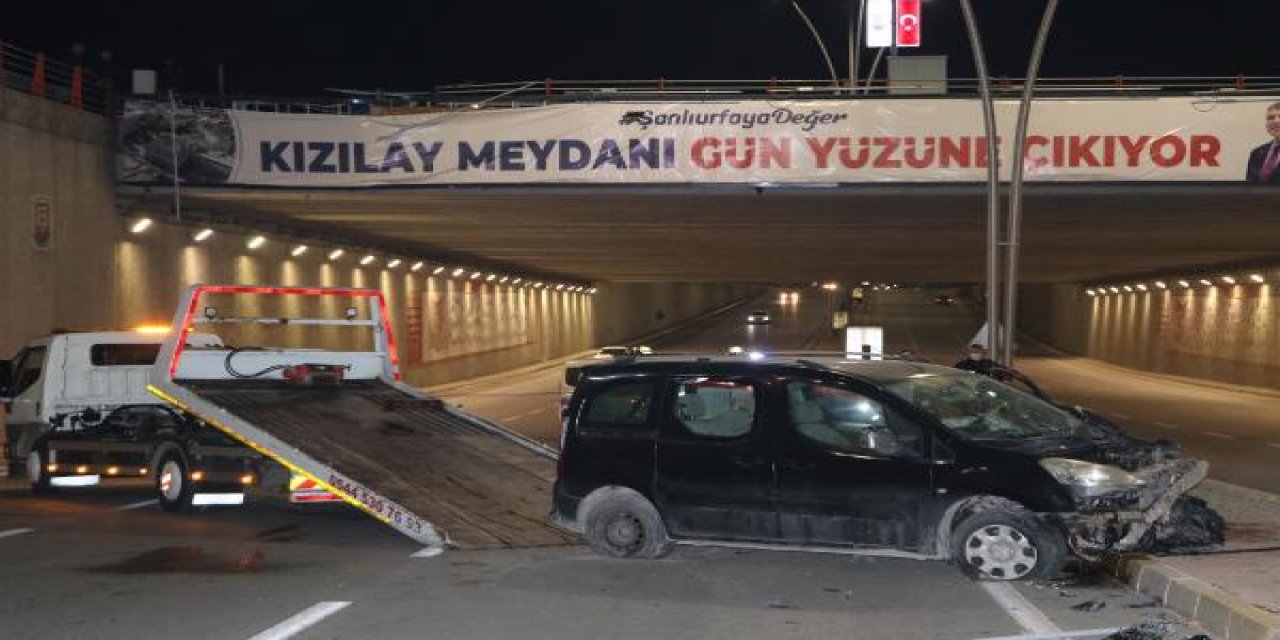 Boş yolda tünele düşen hafif ticari aracın sürücüsü ağır yaralandı